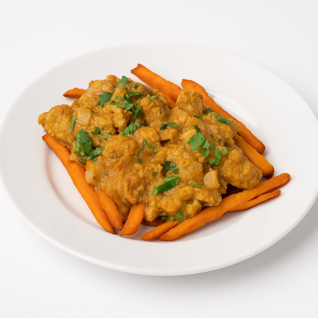 HALAL BUTTER CHICKEN SWEET POTATO FRY BOWL