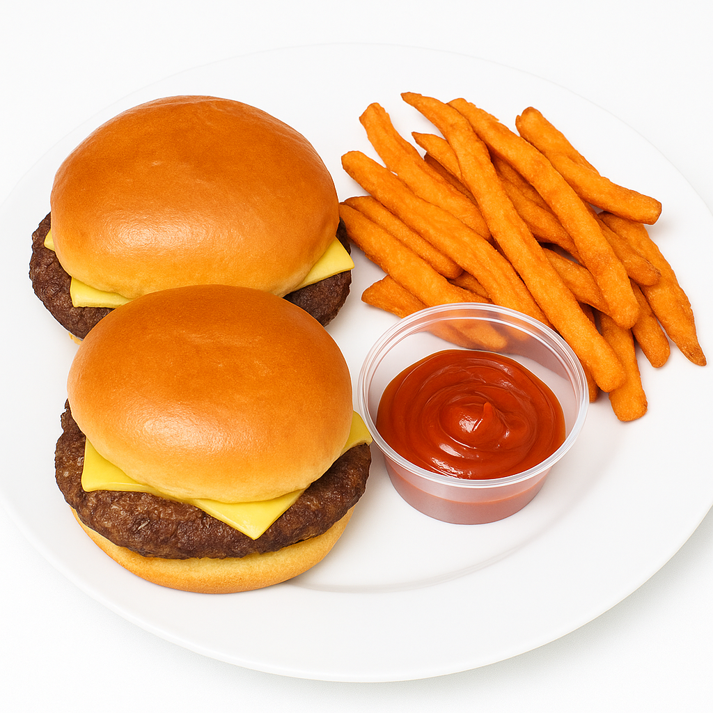 PROTEIN PLUS! FIT BEEF & CHEESE SLIDERS WITH SWEET POTATO FRIES