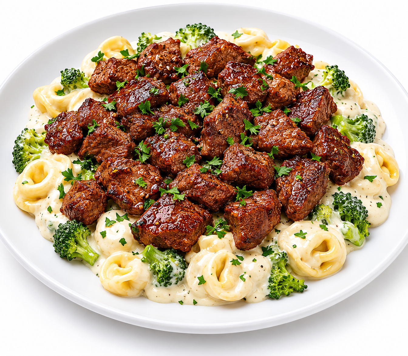 CREAMY TUSCAN TORTELLINI WITH STEAK