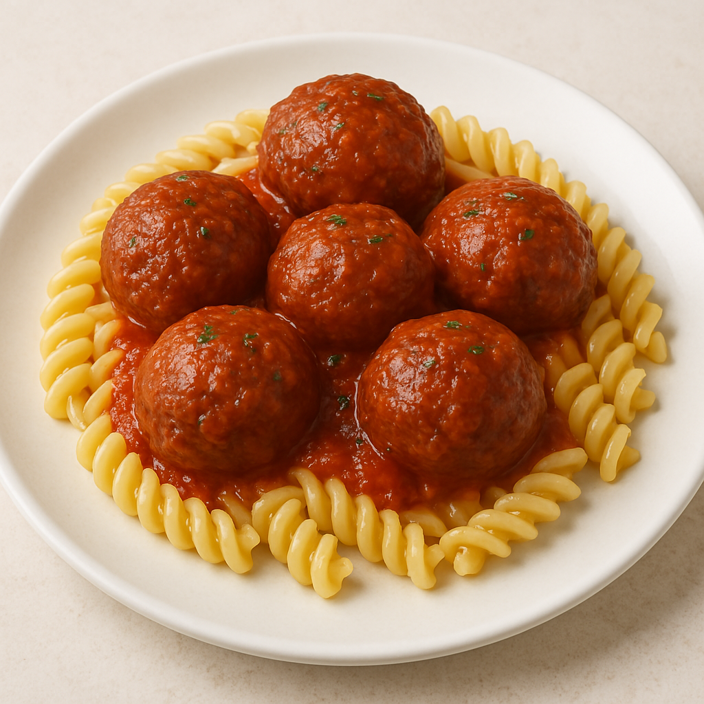 HMD VALUE MEAL: MEATBALL DINNER OVER WHOLE WHEAT ROTINI