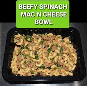 BEEFY SPINACH MAC N CHEESE BOWL
