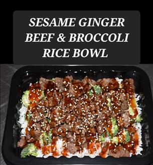 SESAME GINGER BEEF AND BROCCOLI RICE BOWL