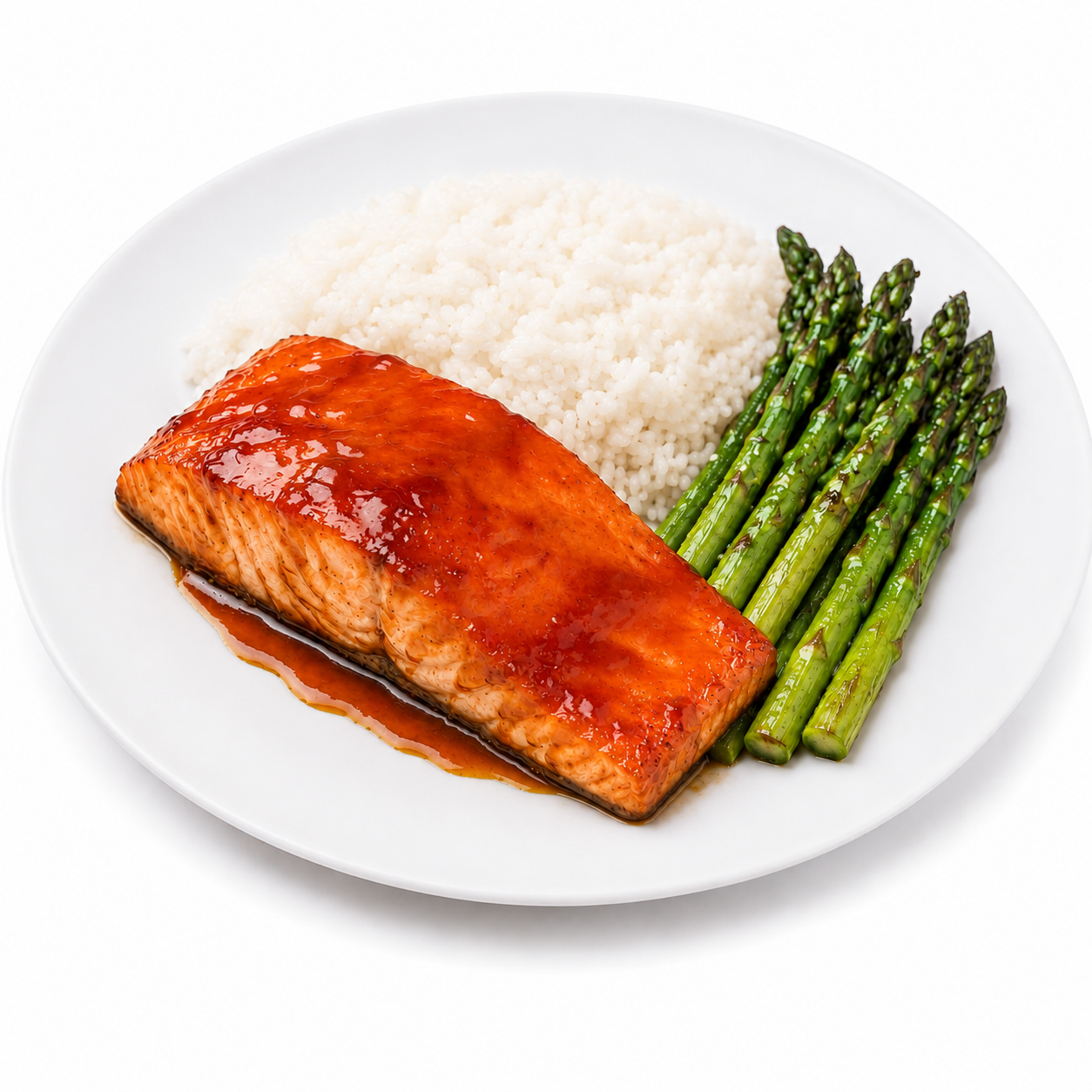 TERIYAKI SALMON JASMINE RICE WITH ASPARAGUS