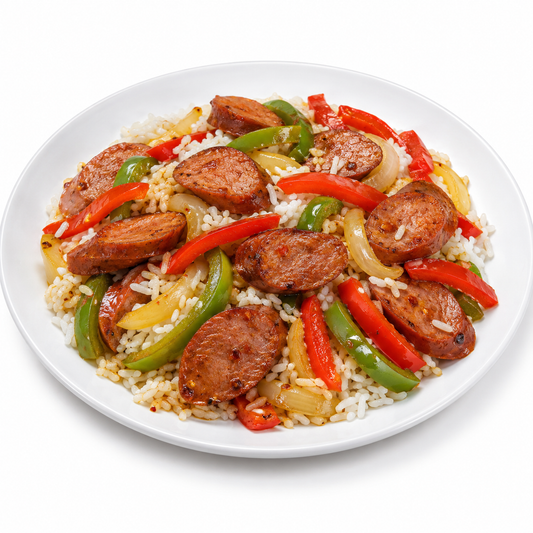 SPICY PORK SAUSAGE & PEPPER RICE BOWL