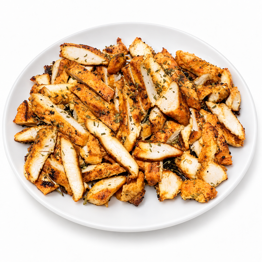 1 POUND GRILLED MEDITERRANEAN CHICKEN BREAST on a white plate