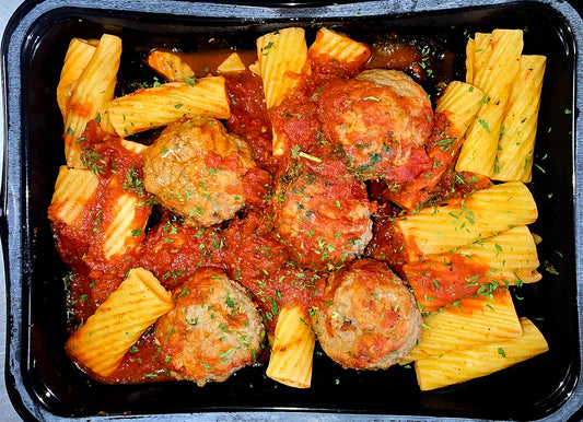 HMD VALUE MEAL: MEATBALL DINNER OVER WHOLE WHEAT RIGATONI