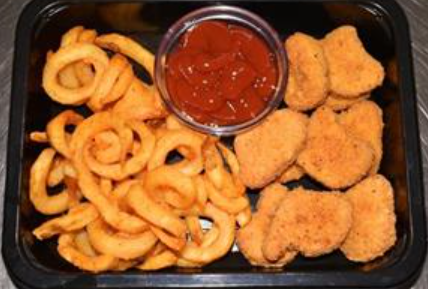 BAKED CHICKEN NUGGETS & CURLY FRIES