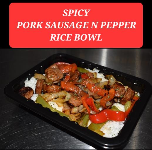 SPICY PORK SAUSAGE & PEPPER RICE BOWL