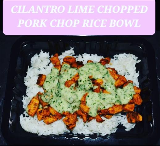 CILANTRO LIME CHOPPED PORK CHOP RICE BOWL