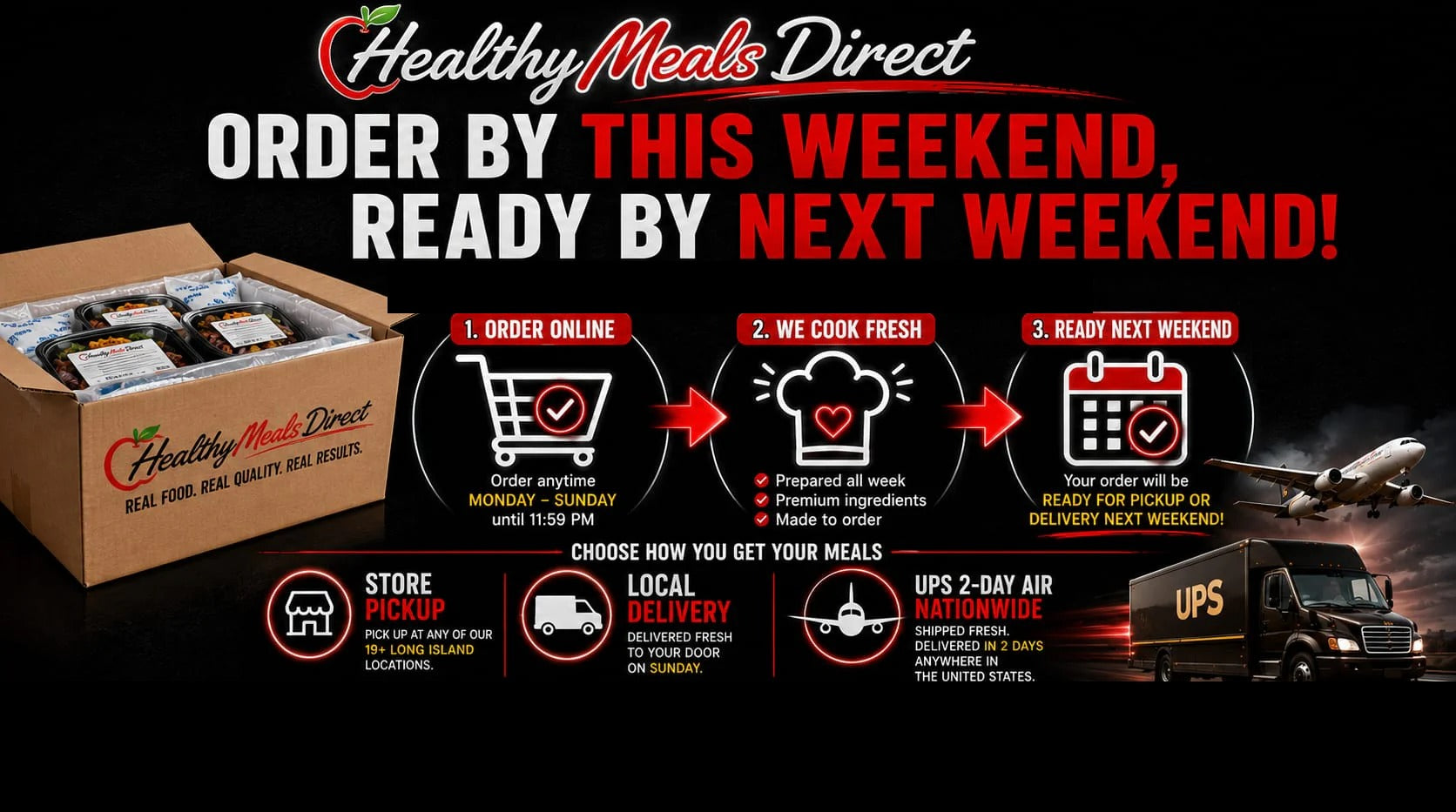 Healthy Meals Direct - Order by this weekend, ready by next weekend (desktop banner)