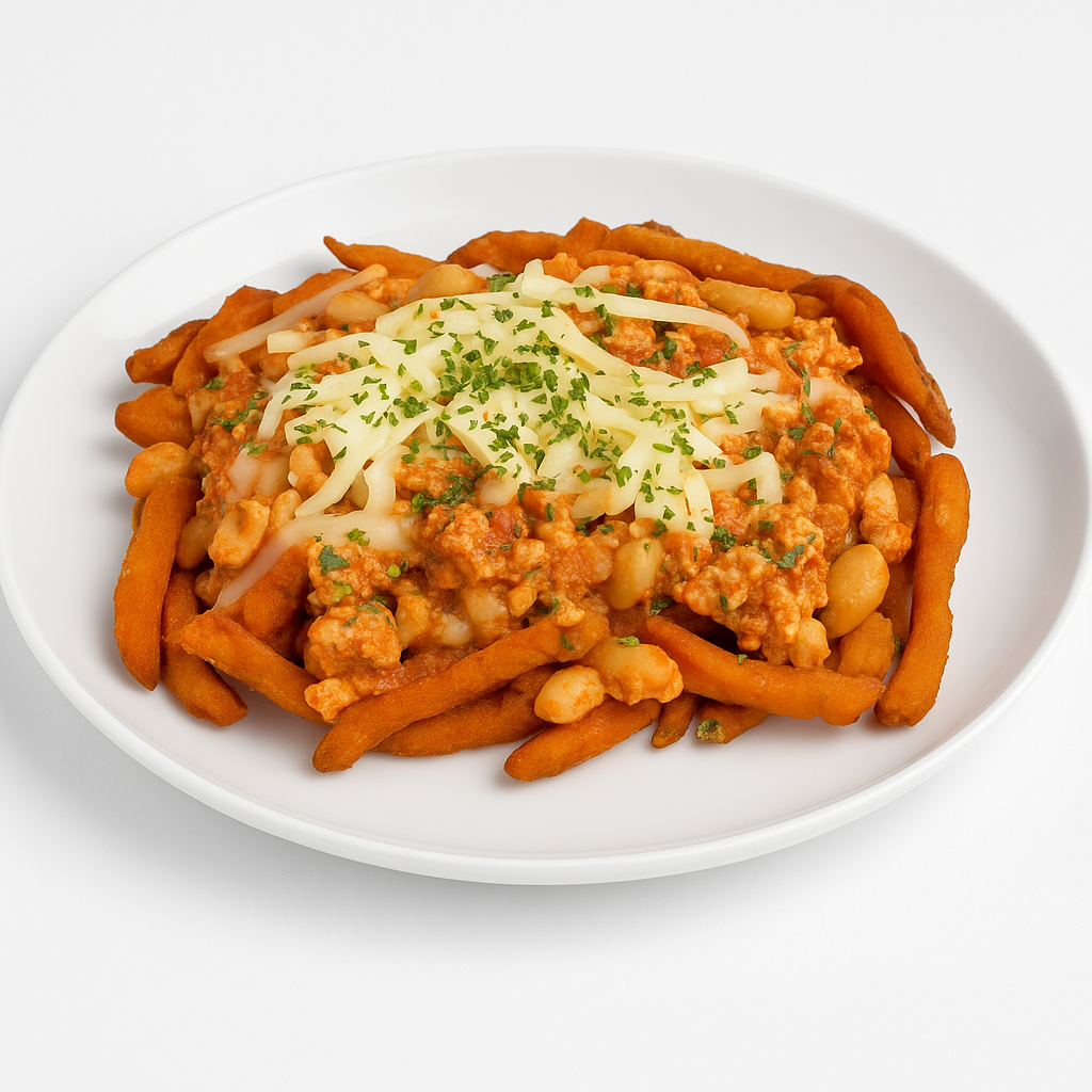 HMD VALUE MEAL: WHITE BEAN CHICKEN CHILI SWEET POTATO FRY BOWL