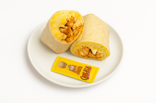 PROTEIN PLUS! CHICKEN EGG AND CHEESE BREAKFAST BURRITO