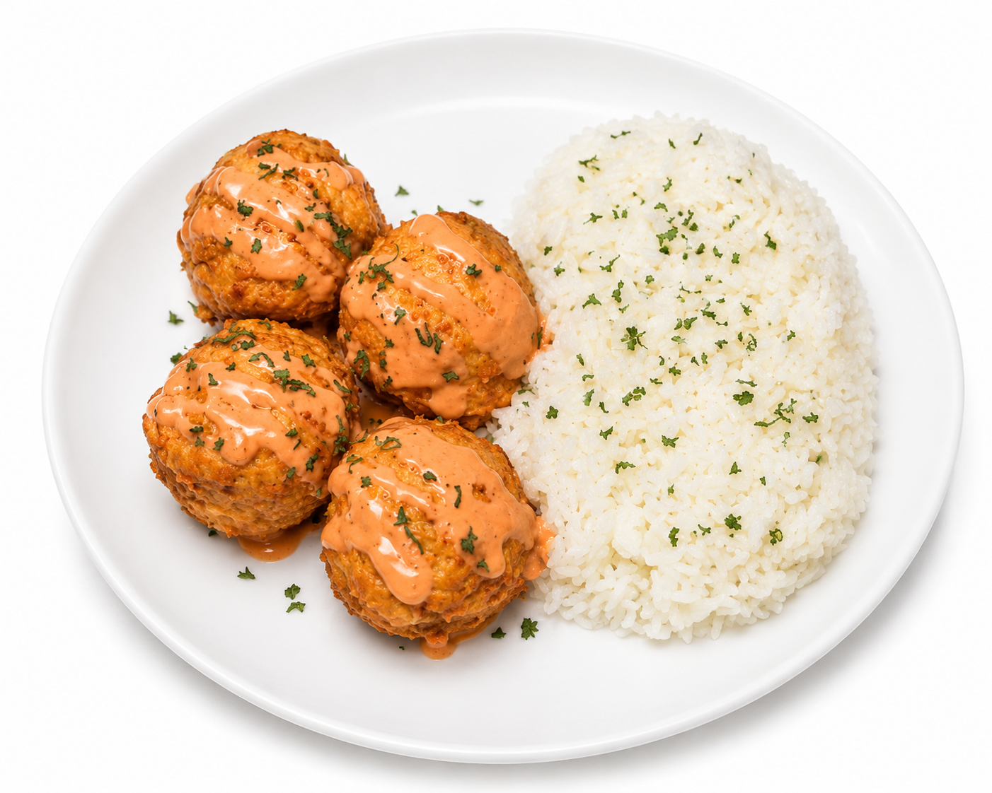 PROTEIN PLUS! BUFFALO CHICKEN MEATBALLS AND JASMINE RICE