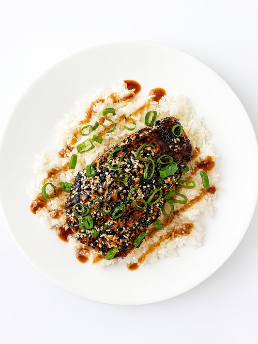 SESAME CRUSTED SALMON RICE BOWL