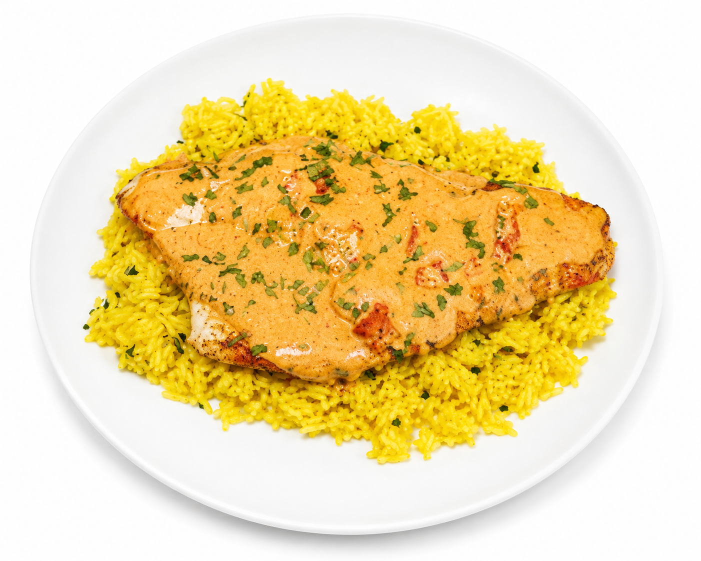 CAJUN WHITE FISH OVER YELLOW RICE