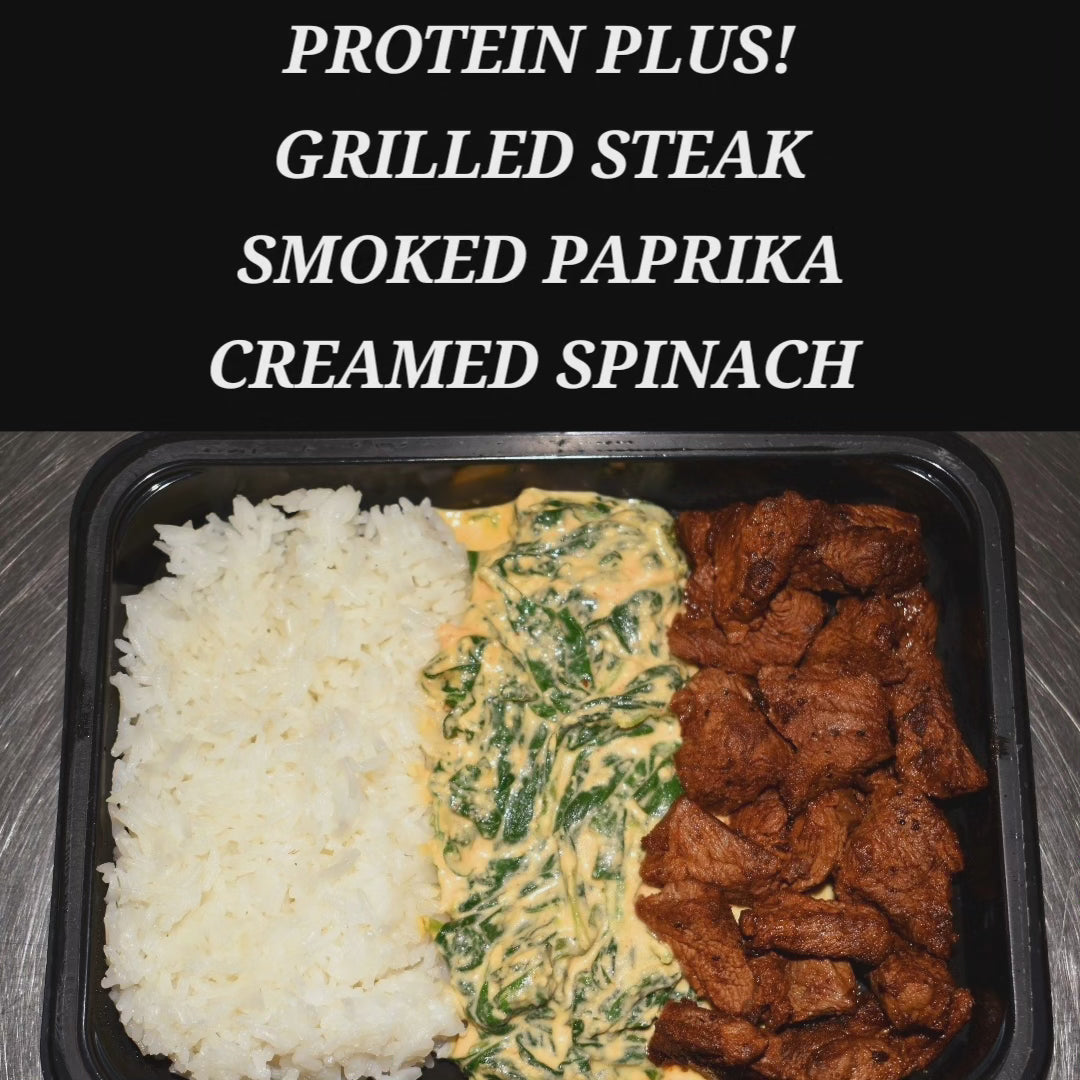 PROTEIN PLUS! GRILLED STEAK SMOKED PAPRIKA CREAMED SPINACH