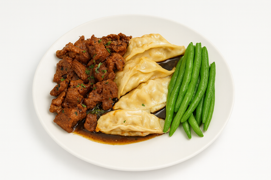 TERIYAKI STEAK AND CHICKEN DUMPLINGS