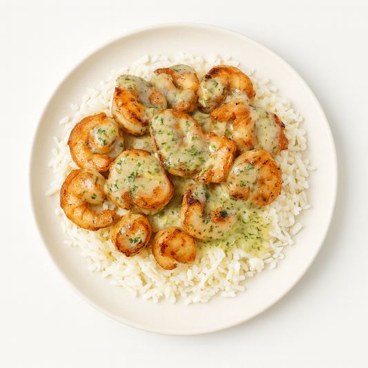 KETO LEMON DILL GRILLED SHRIMP CAULIFLOWER RICE BOWL