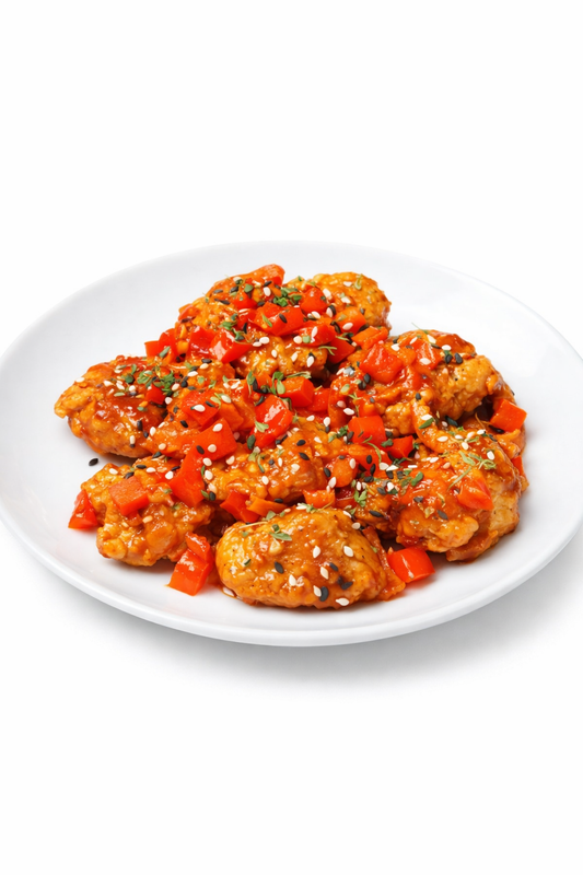 CRISPY SESAME CHICKEN RED PEPPERS
