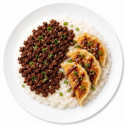 TERIYAKI GROUND BEEF & CHICKEN DUMPLINGS